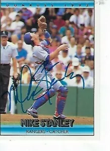 MIKE STANLEY 1992 FIRMADO A MANO DONRUSS #582 - TEXAS RANGERS - Imagen 1 de 1