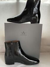 Aquatalia Ulyssa Women’s Black Naplak Patent Leather Ankle Boots 8.5M BNIB