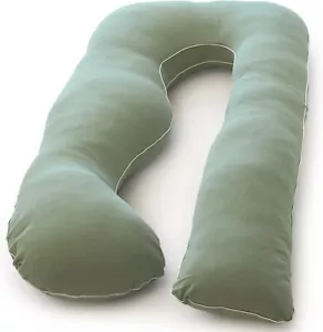 Organic Pregnancy U Shaped Maternity Body Pillow Baby Feeding Organic Sage Green - Picture 1 of 5
