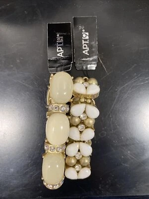 Новый с ярлыками - 2 два - Apt 9 эластичный белый бисер со стразами браслеты - Изображение 1 из 4