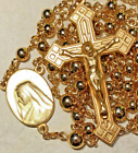 Vintage Rosary, Catholic Knights 50 Years, ESCO Milwaukee, Metal Gold-Tone, 20"