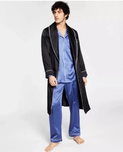 INC International Concepts Men's Satin Pajama Robe Deep Black Size Large/XL - Picture 1 of 2