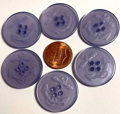 6 botones de anclaje de plástico púrpura silenciado para coser 4 agujeros 25,6 mm 1" 13832 Foto 1 de 3