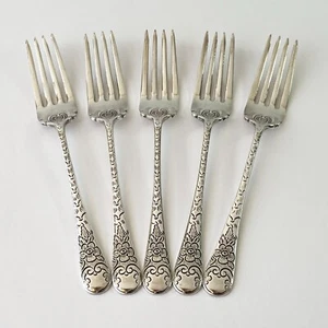 Vintage Rodd Jasmine Silverplate 5 Fruit/Sweet Dessert Forks, Shell Scalloped - Picture 1 of 5