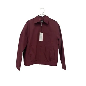 Zara Damen Bomberjacke XS Rot Weinrot Full Zip Langarm Kragen Neu mit Etikett - Bild 1 von 12