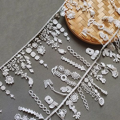 1 Yard Embroidery Floral Tassel Lace Lolita Dress Decorative Sewing Accessories - Image 1 of 4