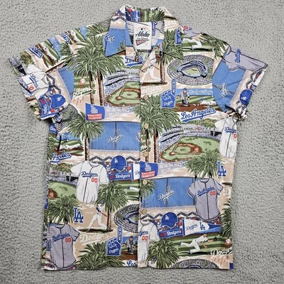 Reyn Spooner Los Angeles Dodgers Shirt Mens Medium Hawaiian All Over Print MLB - Image 1 of 4
