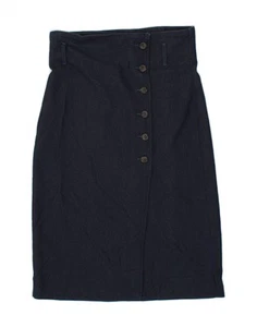 BENETTON Womens Wrap Skirt UK 12 Medium W30 Navy Blue Cotton BV05 - Picture 1 of 4