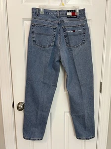 Vintage 1998 Tommy Hilfiger Herren Freedom Jeans 33x30 Blau Denim Big Flag Patch - Bild 1 von 8