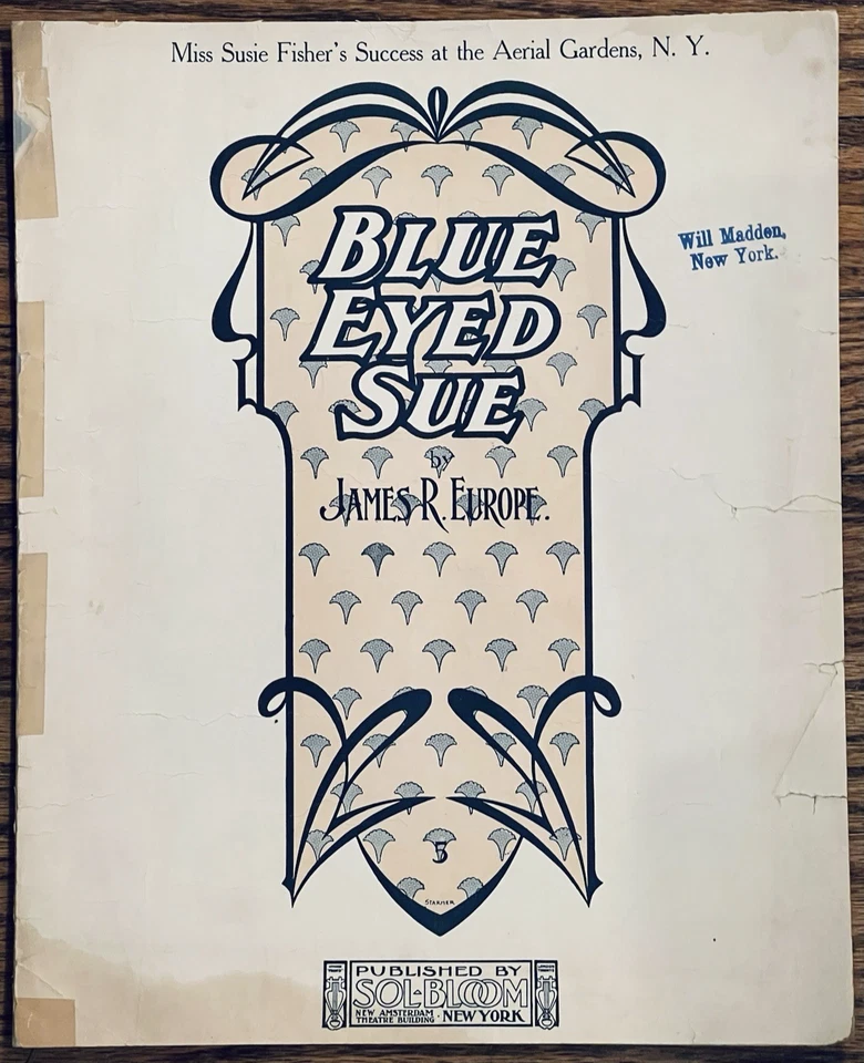 Raro BLACK RAGTIME gran JAMES REESE EUROPA partituras BLUE EYED SUE ~ 1904 Foto 1 de 1