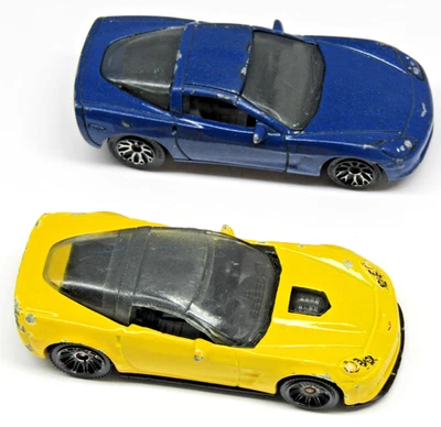 Matchbox Chevy Corvette 1:60 Sportscars Lot of 2 Blue 2003 C6, Yellow 2008 ZR1 - Image 1 of 4