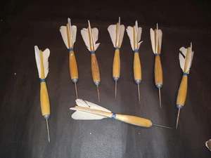Vintage Widdy Official Tournament Darts Set Feather Flights 8pc - Picture 1 of 2