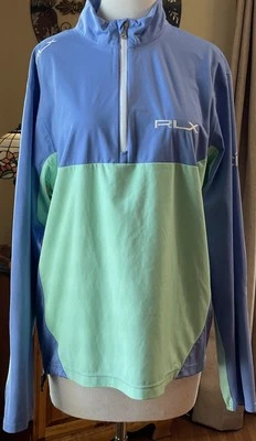 Chaqueta cortavientos Ralph Lauren RLX para mujer 1/4 cremallera manga larga azul y verde SM/P Foto 1 de 4