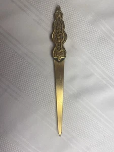 1890’s Brass Art Nouveau Letter Opener With Ornate Etching - Picture 1 of 7