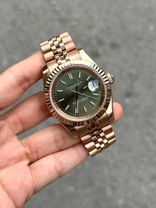Seikmod Seikojust Rose Gold | Olive Green Dial | Fluted Bezel | NH35 Aut - Picture 1 of 2