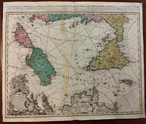 1762 RIZZI ZANNONI / HOMANN NAUTICAL CHART SICILY SARDINIA CORSICA MALT - Picture 1 of 5