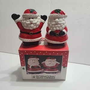 International Silver Company Santa Salt Pepper Shakers w/ Box - Picture 1 of 6