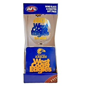 AFL West Coast Eagles Wine Glass Drink Cork Coaster 500ml Gift Pack Boxed As New - Picture 1 of 6