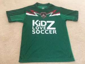 KIDZ LOVE SOCCER athletic t-SHIRT Youth size small 8 Green jersey style - Picture 1 of 3