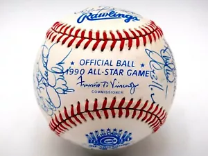 1990 AL ALL STAR TEAM SIGNED BASEBALL RIPKEN BOGGS+++ 20 AUTOGRAMME BECKETT COA - Bild 1 von 6