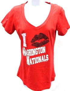 Camisa de béisbol de los Nacionales de Washington para damas manga corta cuello en V roja *Imperfecta* - Imagen 1 de 1