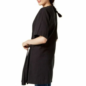 Eileen Fisher Black Organic Cotton Crepe V Neck Kimono Jacket S / P $198 - Picture 1 of 8