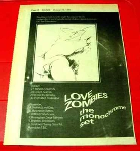 The Monochrome Set Love Zombies/Tour Vintage ORIG 1980 Press/Mag ADVERT 8.5"x 6" - Imagen 1 de 3