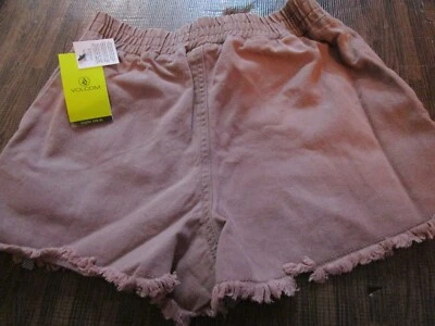 Volcom Strutin Stone Elastic Waist Shorts Girls Elastic Pull On Small 7/8 Raisin - Image 1 of 4