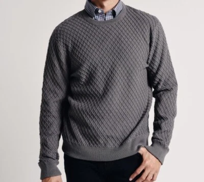 Suéter pulôver masculino Southern Tide XL cinza gola redonda diamante jacquard   - Imagem 1 de 4