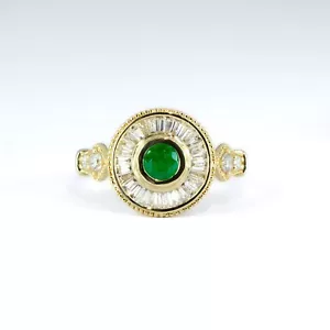 1.16ct Emerald and Diamond Art Deco Ring | Colombian emerald Ring in 18K Gold - Picture 1 of 7