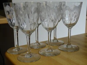 BACCARAT 6 ANTIQUE CRYSTAL WATER GLASSES MODEL MOLIERE ht 16.8 cm - Picture 1 of 9