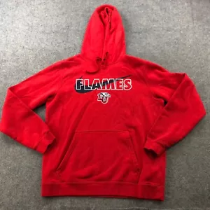 Liberty Flames Hoodie Men Large Red Spell Out Logo Sweatshirt Sweater Nike - Picture 1 of 10