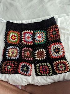 Granny Square Retro Crochet Shorts/Bathing Suit Cover Fashion Nova. Vintage Look - Picture 1 of 3