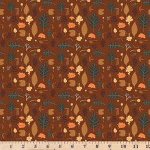 Pumpkin Spice Leaves Brown Harvest Fall Fabric C14991 Half Yard Continuous Cut - Picture 1 of 5