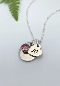Collana Nome Cuore Personalizzata 10° ETÀ Speciale Regalo Compleanno Bambina Figlia - Foto 1 di 5