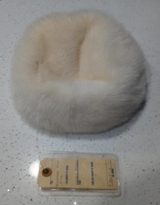 Sombrero de piel de visón Evan’s Chicago crema talla única vintage RARO Foto 1 de 2