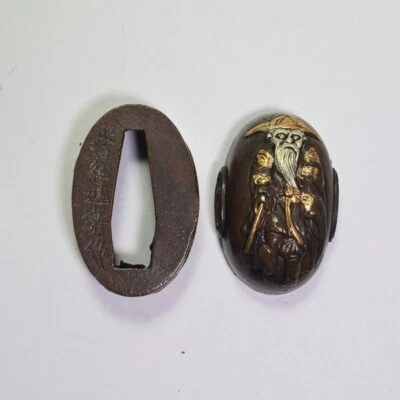 Espada japonesa Fuchi Kashira guardia órtesis empuñadura decorativa arte samurai sumo envío gratuito Foto 1 de 4
