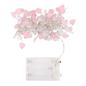 20 LED String Fairy Lights Pink Hearts Bead Deco Warm White Valentine Battery - Picture 1 of 7