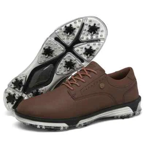 Professional Golf Shoes Leather Anti-slip Studs Designer Outdoor Golf Training - Picture 1 of 28
