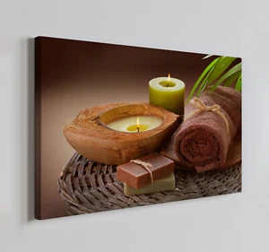 Spa Candle Towel Soap Canvas Print Wall Art, Home Bathroom Decor Wall Hanging - Picture 1 of 10