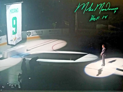 MIKE MODANO AUTOGRAPHED DALLAS STARS RETIREMENT #9 16x20 PHOTO INSCRIBED HOF 14 - Image 1 of 2