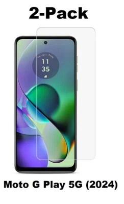 2 Pack Tempered Glass Compatible for Moto G Play 4G (2024) Bubble Free - Image 1 of 2