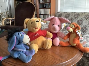 Walt Disney Mouseketoys Winnie the Pooh, PIGLET, Eeyore, Plush Toys All w Tags - Picture 1 of 10