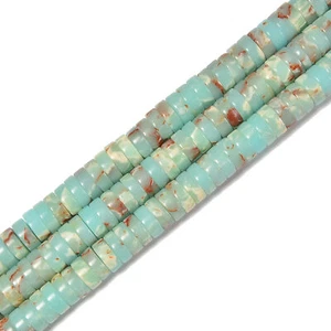 Light Green Aqua Terra Jasper Heishi Disc Beads 2x4mm 2x6mm 3x8mm 15.5'' Strand - Picture 1 of 3