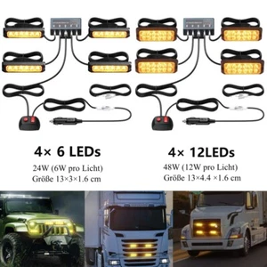 4x Frontblitzer 12 Blinkmodi LED Blitzlicht Warnleuchte Strobe Licht 12V 24V KFZ - Bild 1 von 19