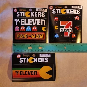 7-Eleven Pac-Man Bandai Namco Pegatinas 3 piezas Retro Vintage Estilo Arcade - Imagen 1 de 6