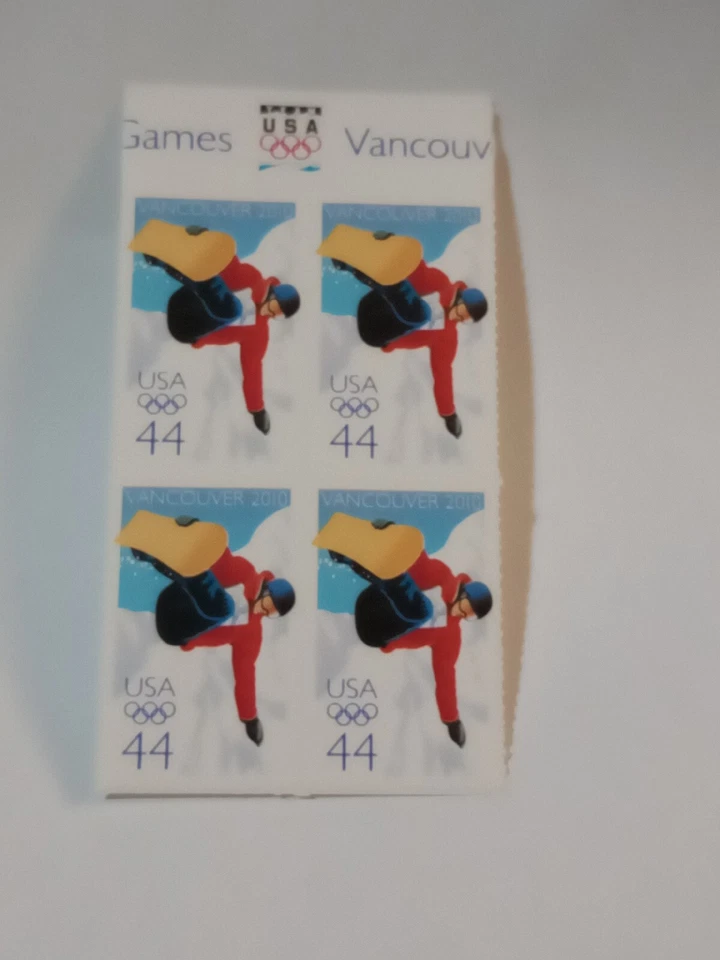 MINT NH OG 44 CENT OLYMPICS SNOWBOARDER 44 CENT STAMP BLOCK FV 1.76 CV 7.60 - Image 1 of 1