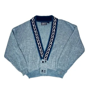 Rare VTG Anchor Blue Academia Grandpacore Cozy Knit Cardigan Sweater M - Picture 1 of 16