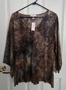 Vintage Kleid Scheune Damen Glitzer Blumen Bluse Größe XL 3/4 Glockenärmel Fee - Bild 1 von 7