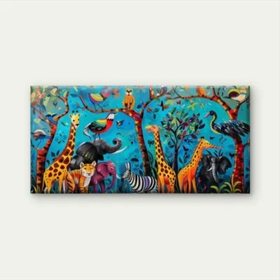 Charming Giraffe Modern Animal Artwork Unframed Canvas Painting for Living - Image 1 of 4